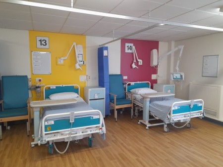 A hospital ward at NTGH with two beds 