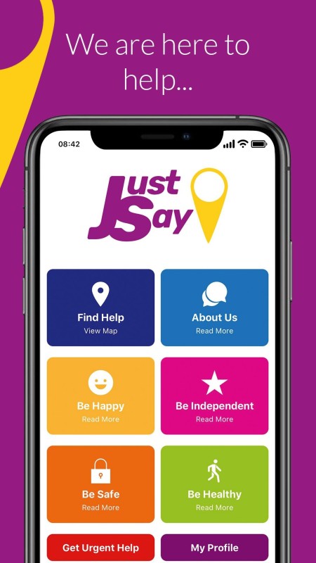 A screen on the Just Say app.